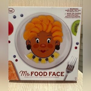 Fred Ms. Food Face Ceramic Plate with Colorful Design NWT